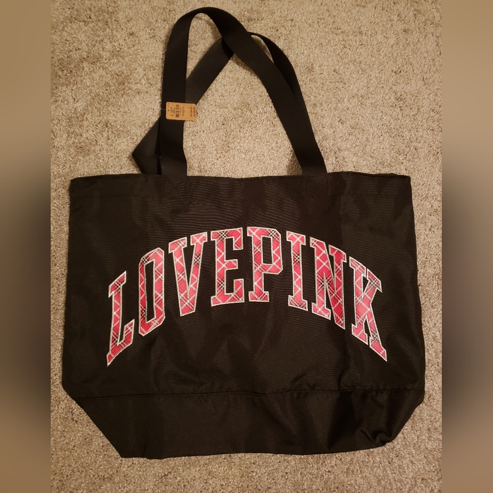 Victoria's Secret LOVE PINK black Tote Gym Bag NEW